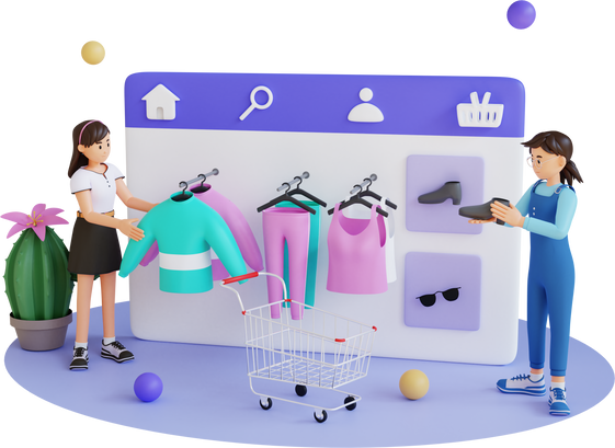 young teenager doing fashion shopping 3D character illustration