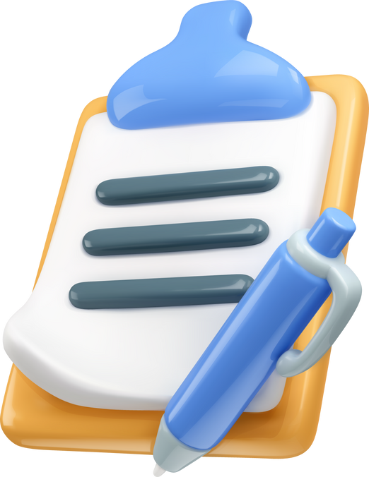 Clipboard with pen 3d icon