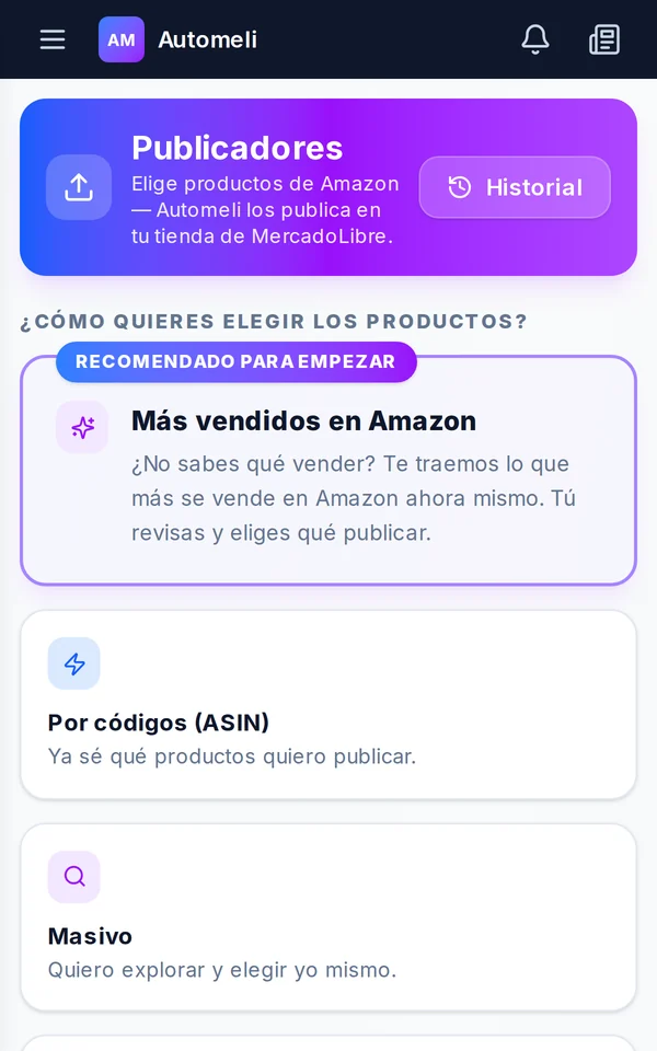 Publicador de Automeli en un celular